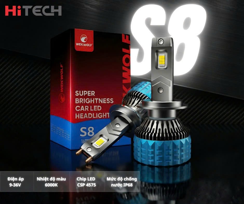 Độ đèn LED tăng sáng S8 chính hãng WEKWOLF tại Việt trì, Phú Thọ là giải pháp nâng cấp ánh sáng hiệu quả dành cho các dòng ô tô có ánh sáng zin yếu hoặc xuống cấp theo thời gian.